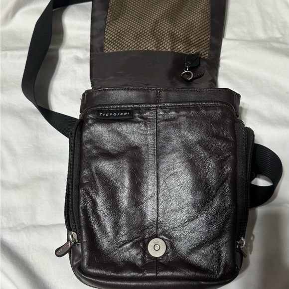 Travelon Dark Brown Leather Crossbody Bag - Picture 3 of 5